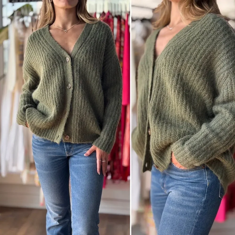 Jenni Kayne Alpaca Blend Cardigan in Sage Green Size M - Gorpcore & Naturecore